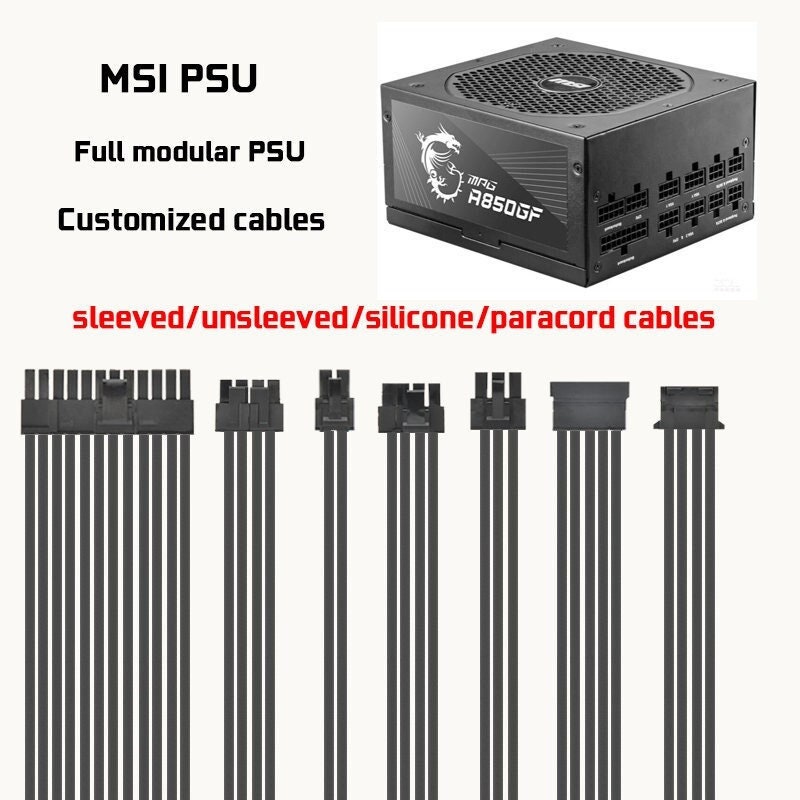 custom MSI mpg A750GF A850GF PSU replacement cables dreambigbyraymod –  Dreambigbyray