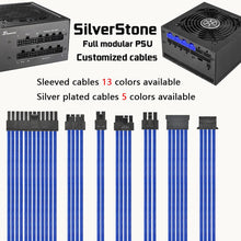 Cargar imagen en el visor de la galería, silverstone full modular psu cables customized sleeved sliverplated cables

