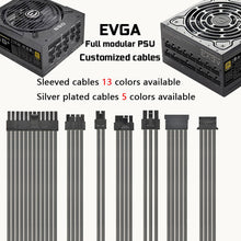 Cargar imagen en el visor de la galería, customized EVGA GM G2 G3 GT G5 psu full modular cables sleeved silver plated mod cables
